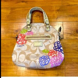 Coach Poppy Floral Satchel with Metallic Handles Vintage